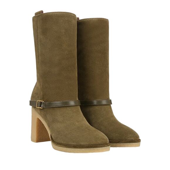 Franco Sarto Paxton Olive Green Suede Mid Calf Tall Boot Size 11 - Picture 1 of 8